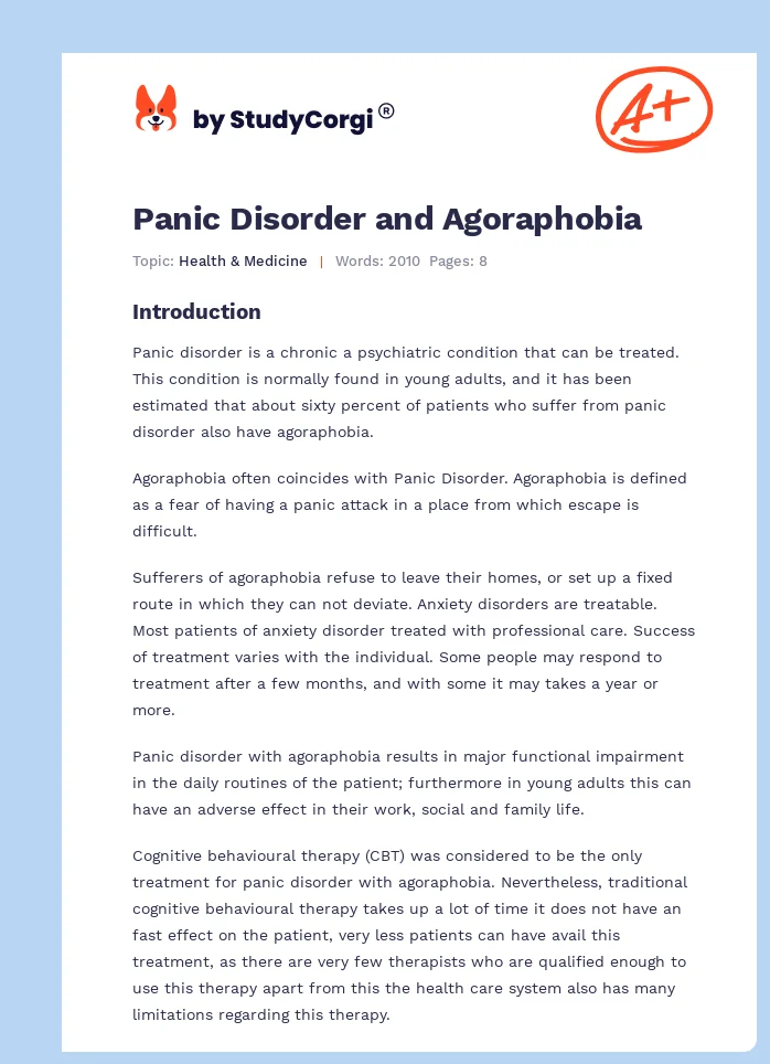 Panic Disorder and Agoraphobia. Page 1