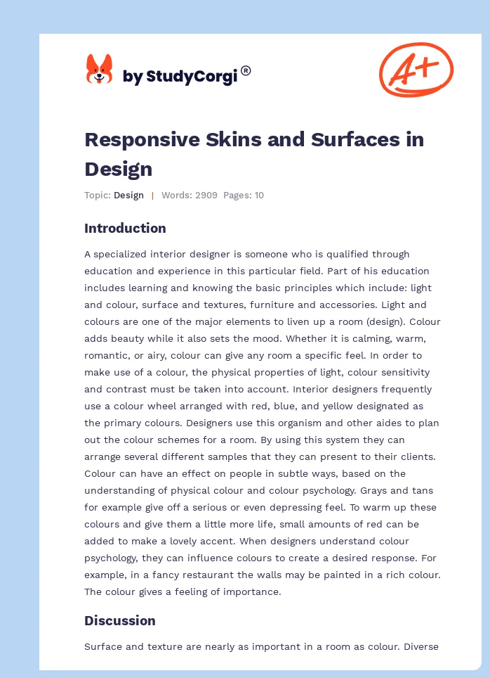 Responsive Skins and Surfaces in Design. Page 1