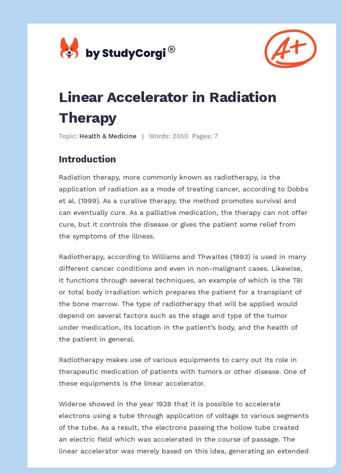 Linear Accelerator in Radiation Therapy. Page 1
