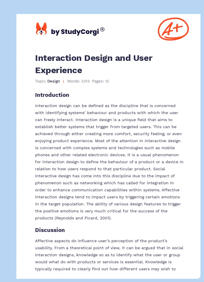Interaction Design and User Experience. Page 1
