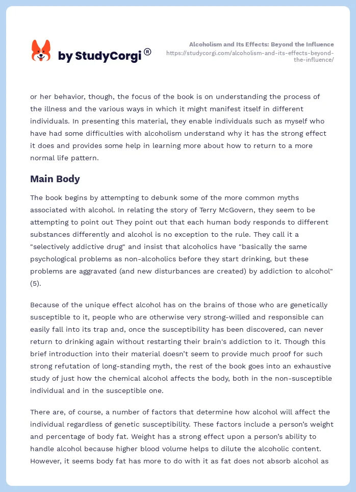 Alcoholism and Its Effects: Beyond the Influence. Page 2