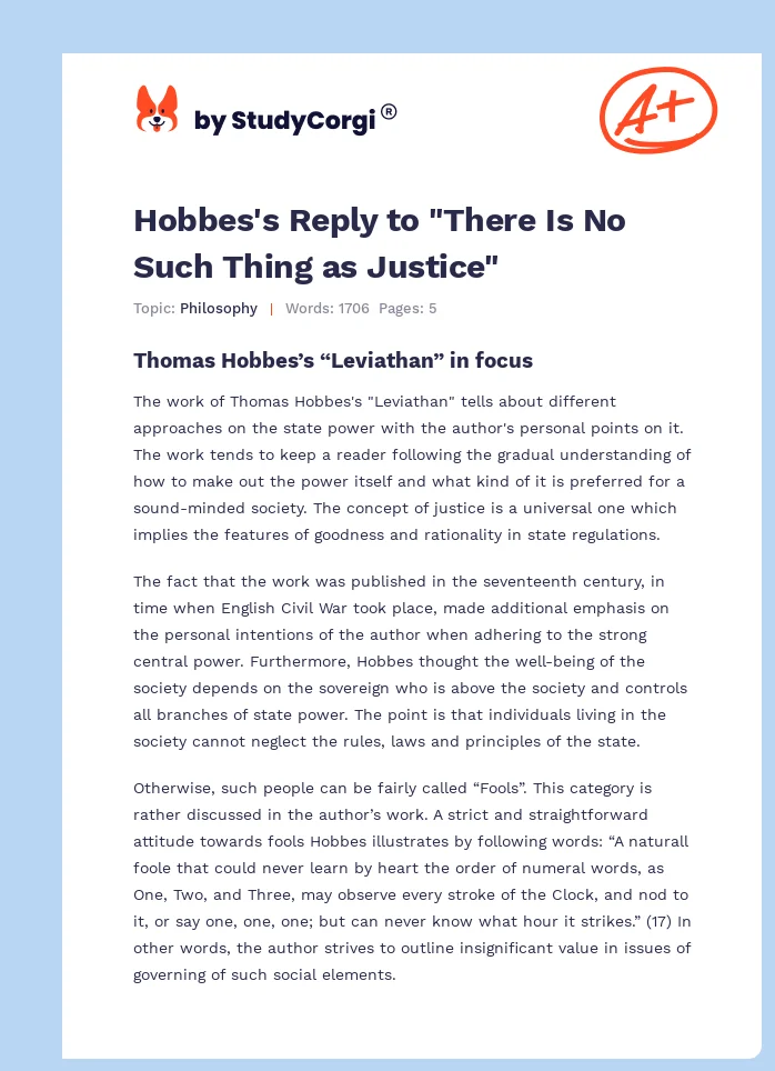 Hobbes's Reply to "There Is No Such Thing as Justice". Page 1