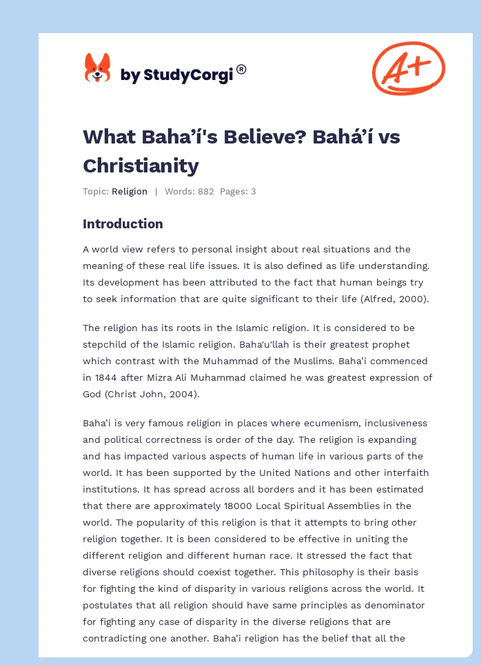 What Baha’í's Believe? Bahá’í vs Christianity. Page 1