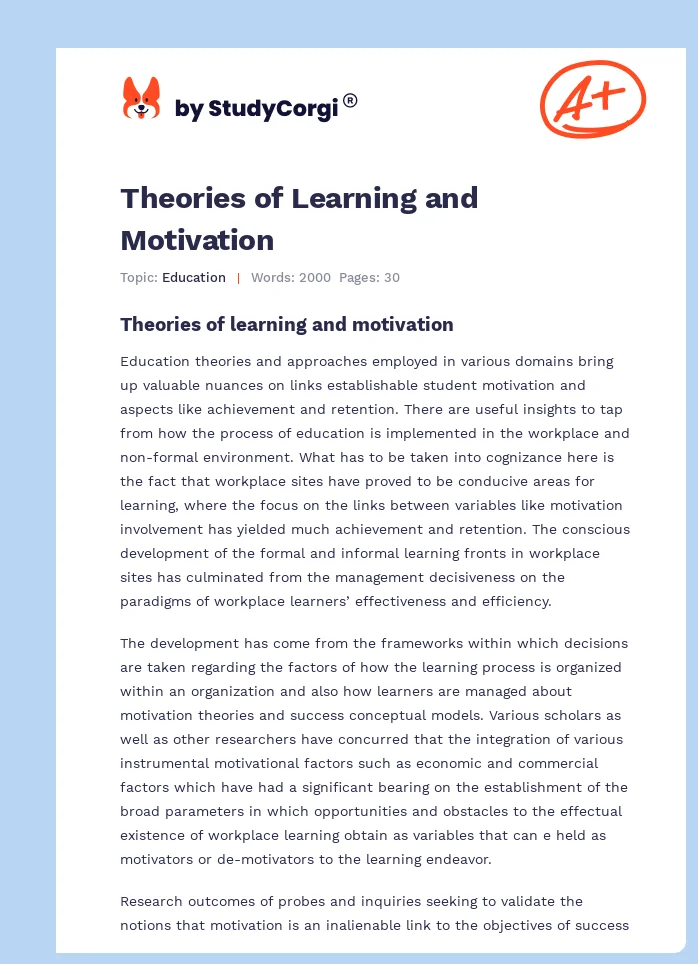 Theories of Learning and Motivation. Page 1