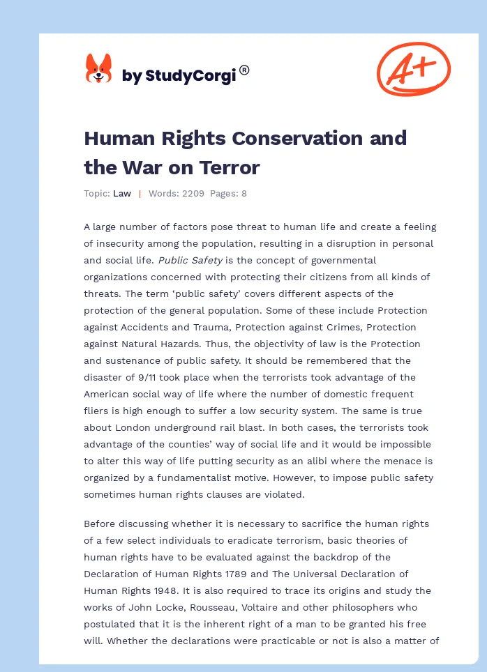 Human Rights Conservation and the War on Terror. Page 1