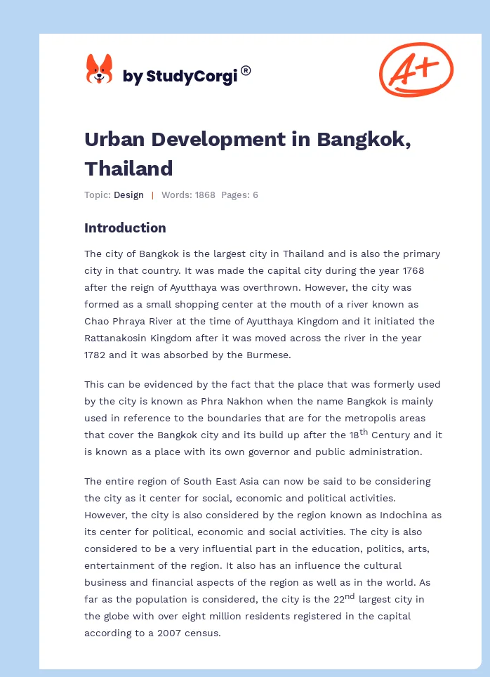 Urban Development in Bangkok, Thailand. Page 1