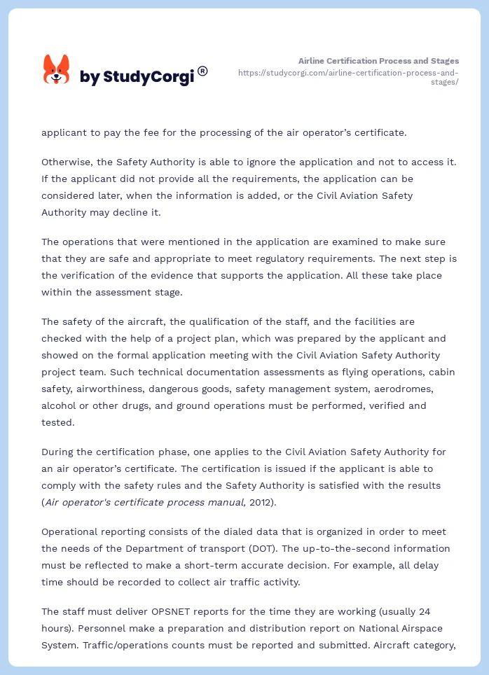 Airline Certification Process and Stages. Page 2