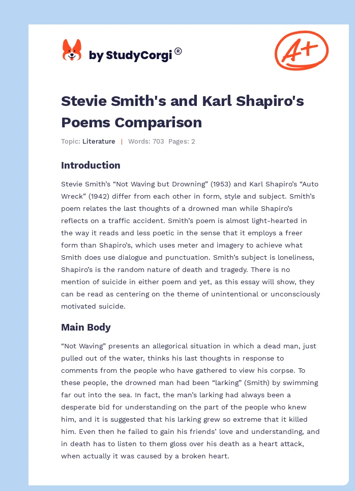 Stevie Smith's and Karl Shapiro's Poems Comparison. Page 1