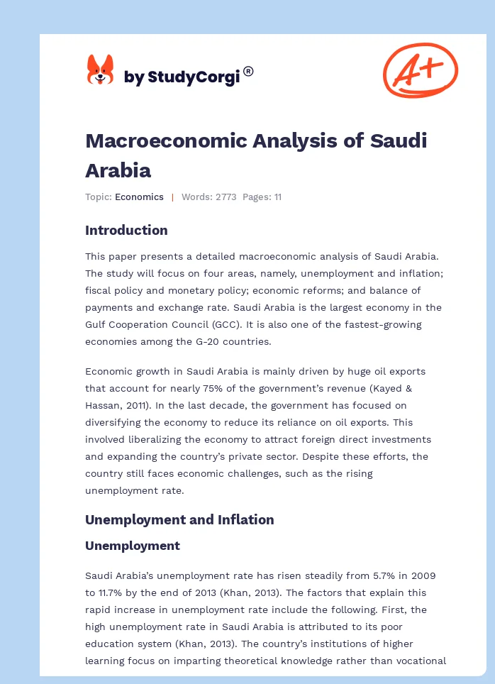 Macroeconomic Analysis of Saudi Arabia. Page 1