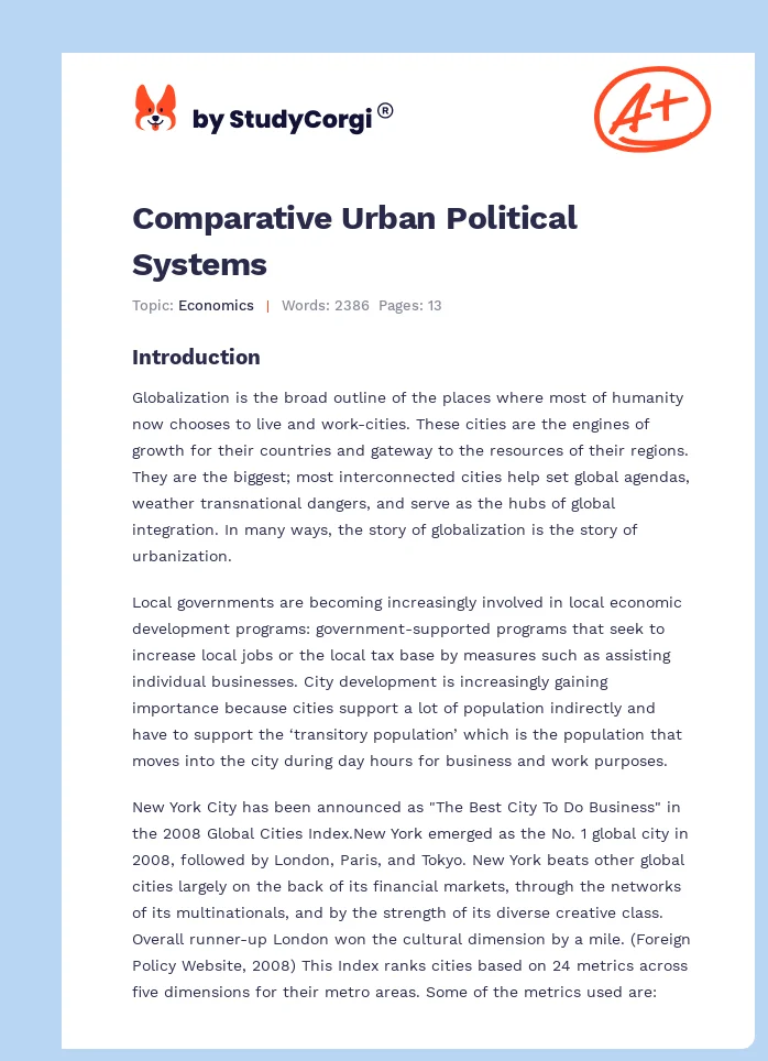 Comparative Urban Political Systems. Page 1