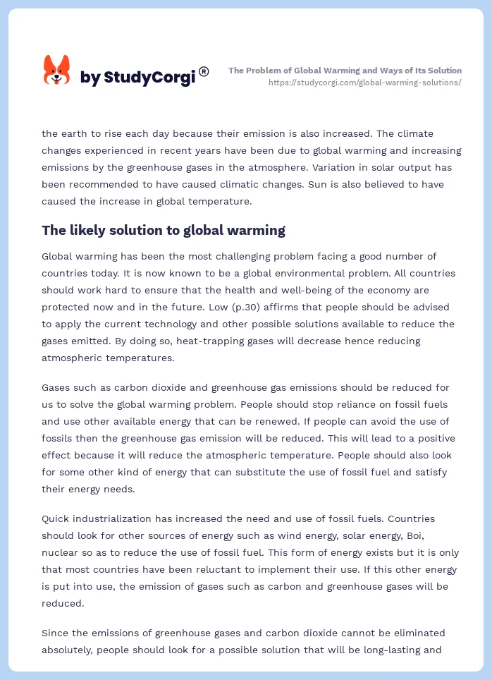 The Problem of Global Warming and Ways of Its Solution. Page 2