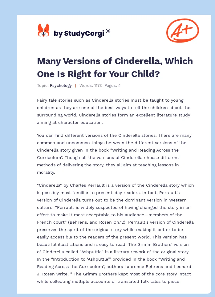 Many Versions of Cinderella, Which One Is Right for Your Child?. Page 1
