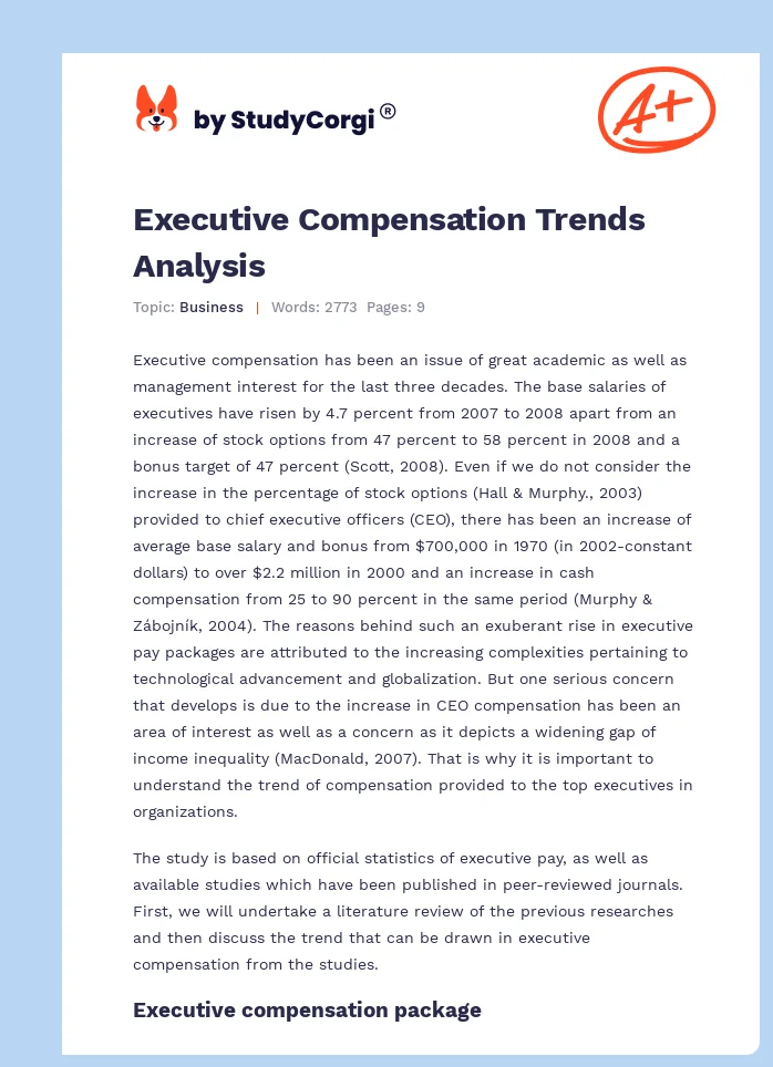 Executive Compensation Trends Analysis. Page 1