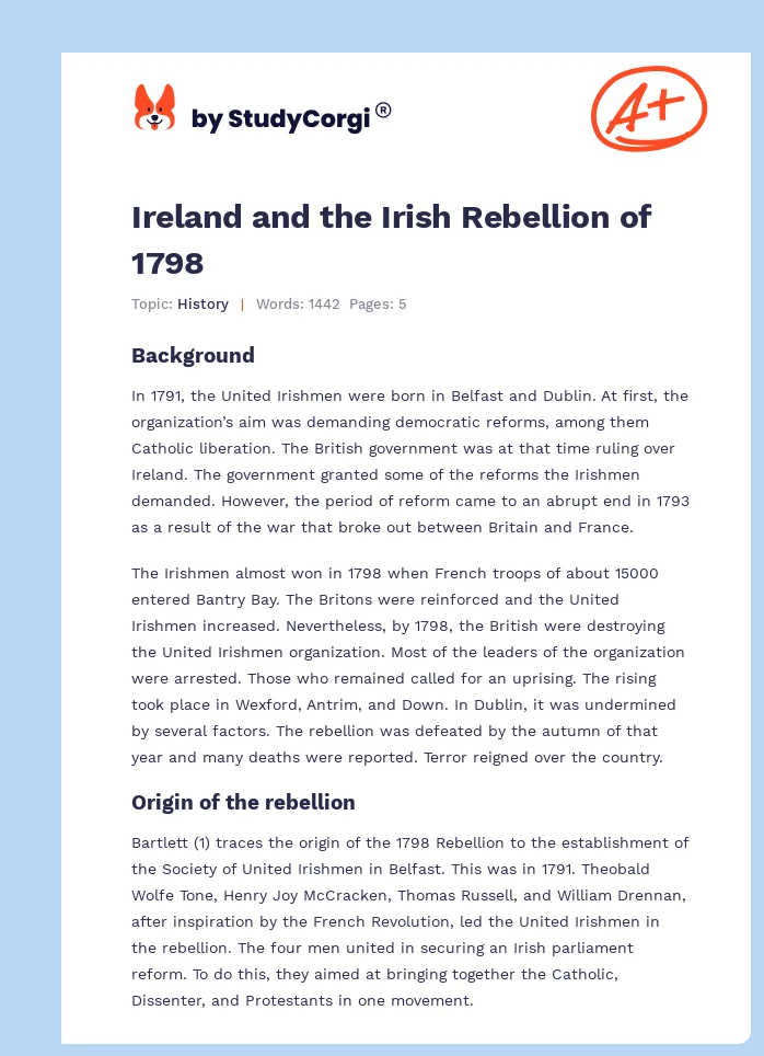 Ireland and the Irish Rebellion of 1798. Page 1