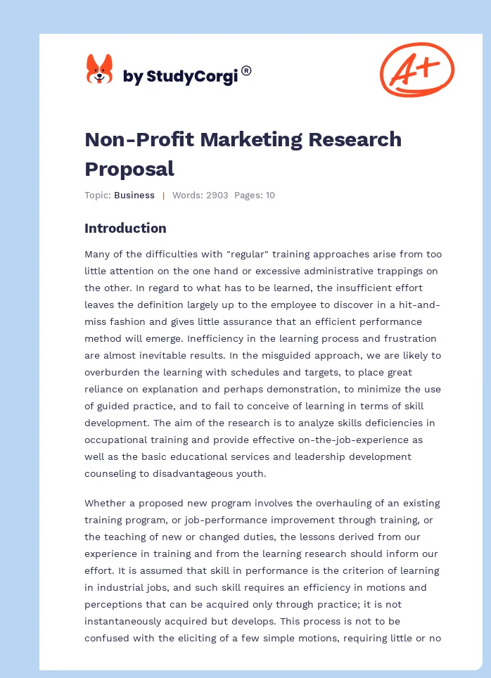 Non-Profit Marketing Research Proposal. Page 1