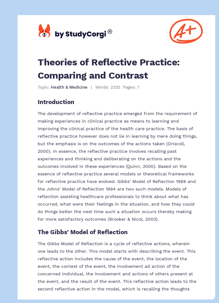 Theories of Reflective Practice: Comparing and Contrast. Page 1