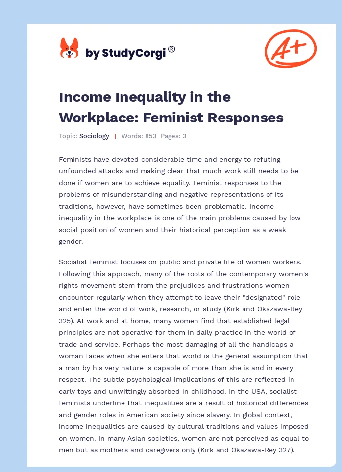 Income Inequality in the Workplace: Feminist Responses. Page 1
