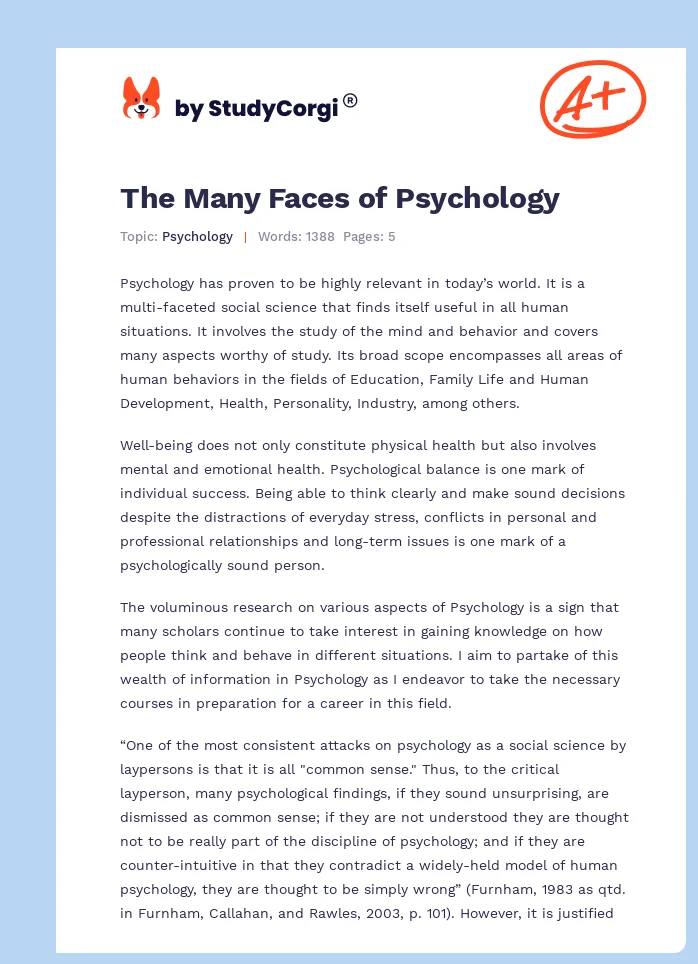 The Many Faces of Psychology. Page 1