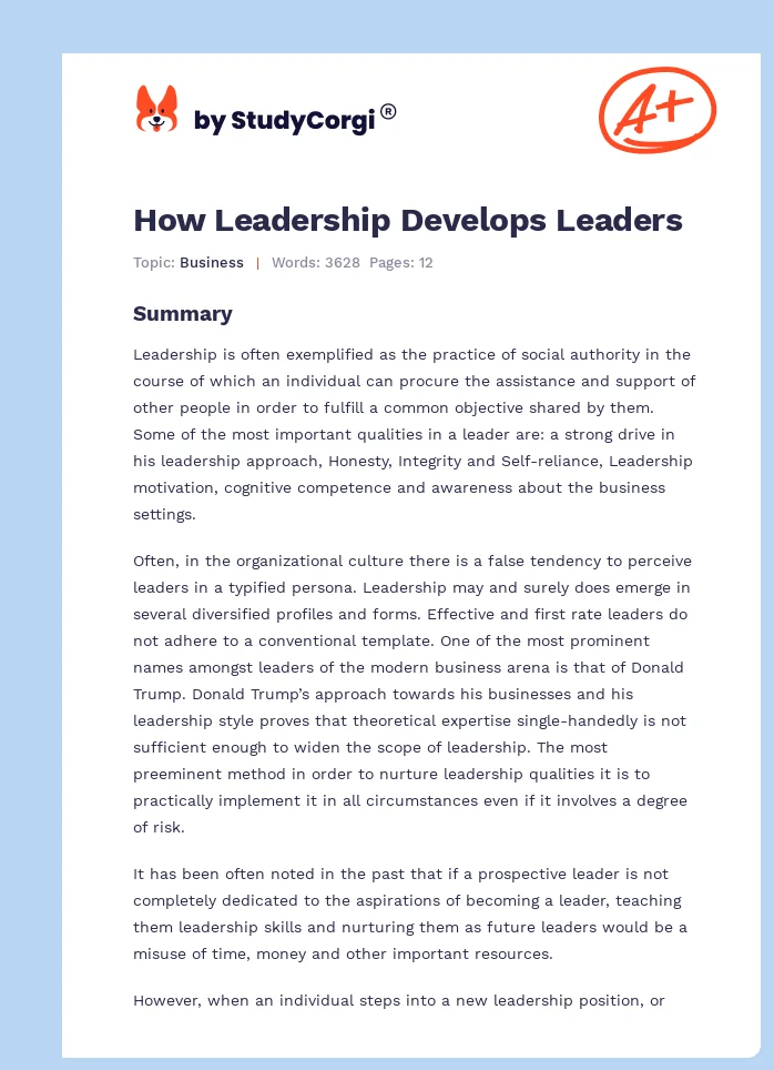 How Leadership Develops Leaders. Page 1