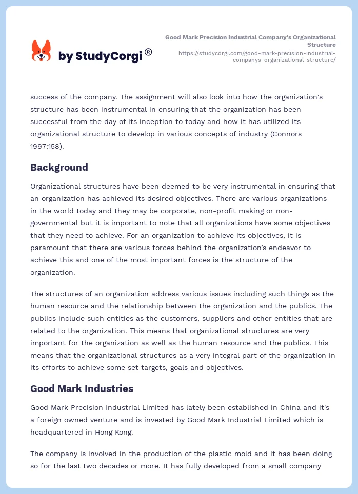 Good Mark Precision Industrial Company's Organizational Structure. Page 2