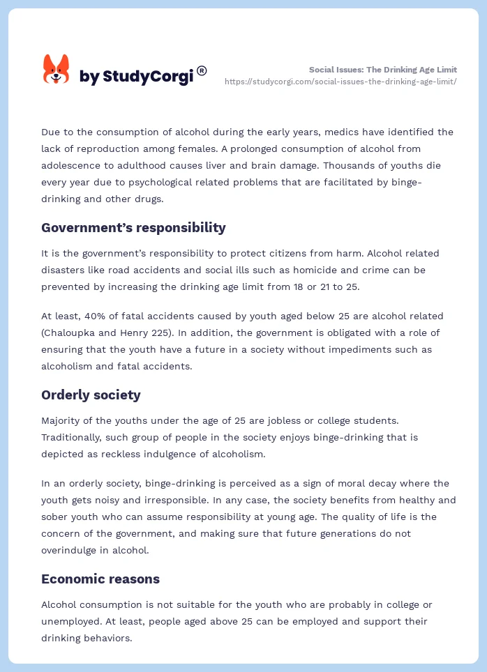 Social Issues: The Drinking Age Limit. Page 2