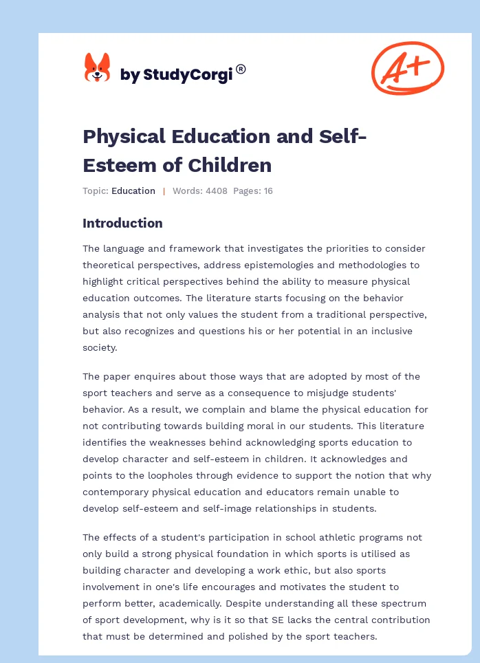 Physical Education and Self-Esteem of Children. Page 1