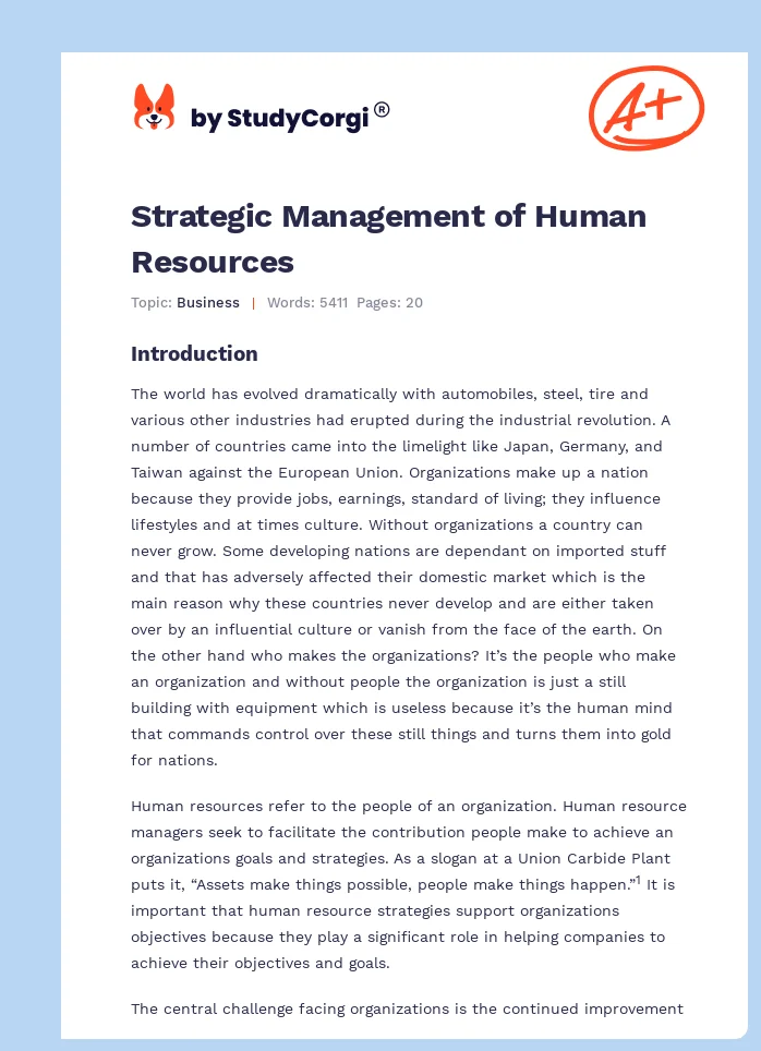 Strategic Management of Human Resources. Page 1