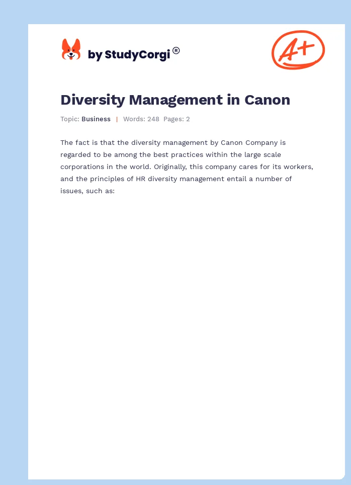 Diversity Management in Canon. Page 1