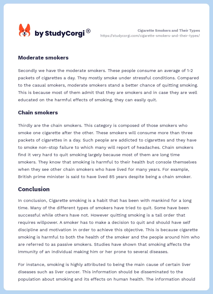 Cigarette Smokers and Their Types. Page 2