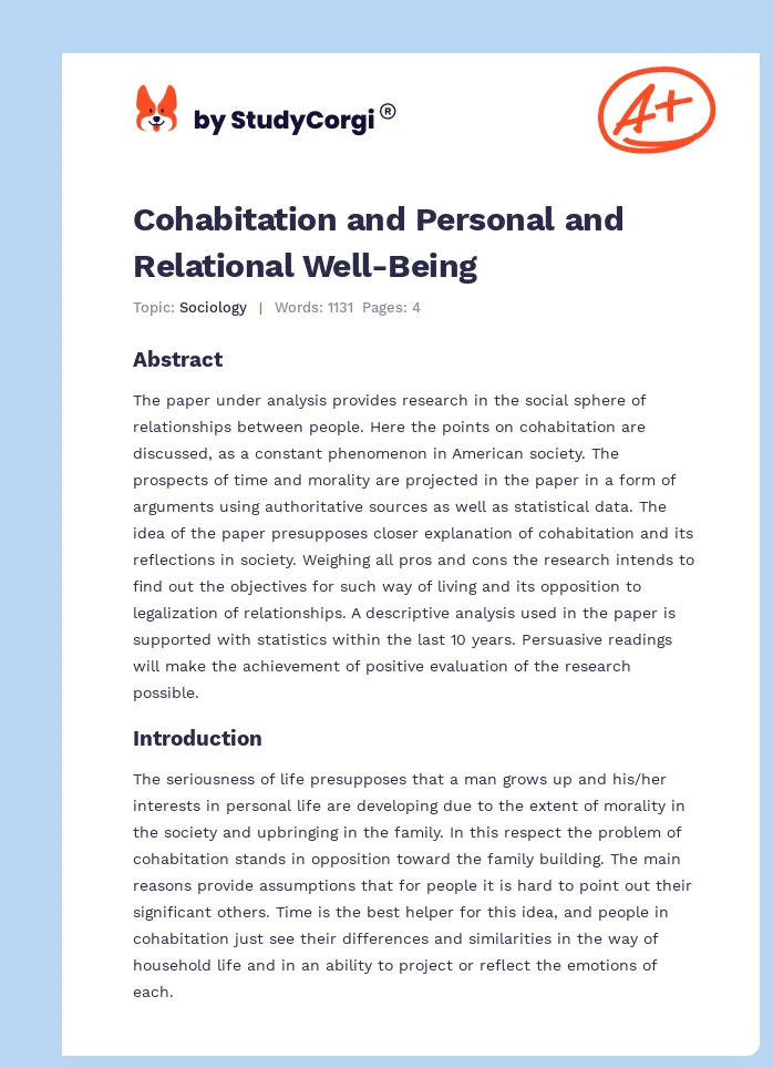 Cohabitation and Personal and Relational Well-Being. Page 1