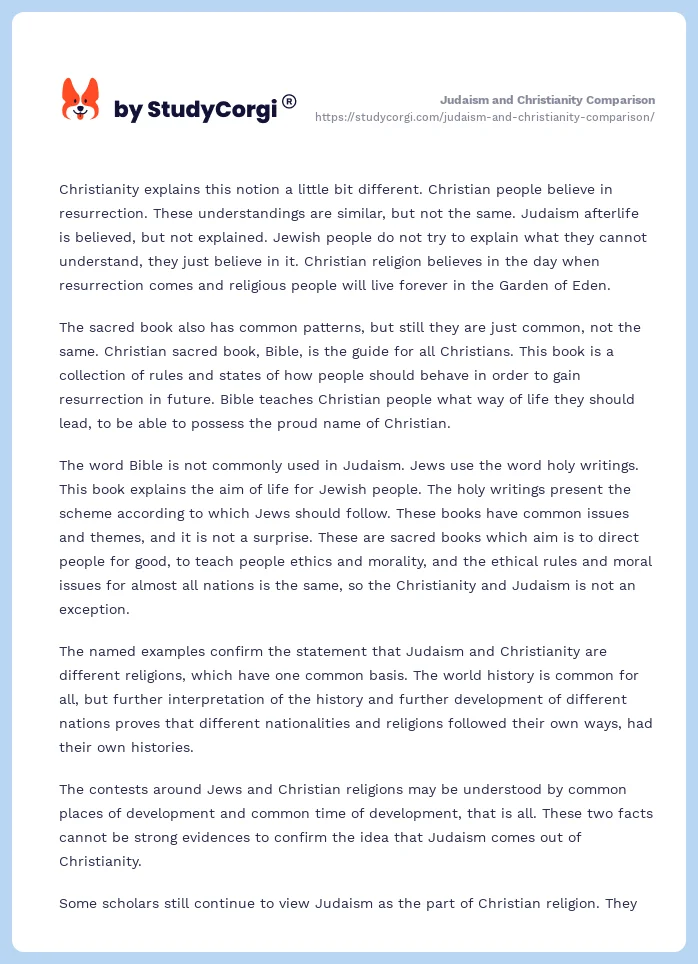 Judaism and Christianity Comparison. Page 2