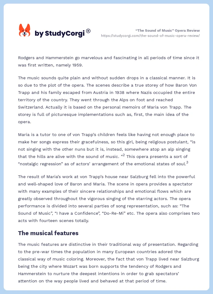 “The Sound of Music” Opera Review. Page 2