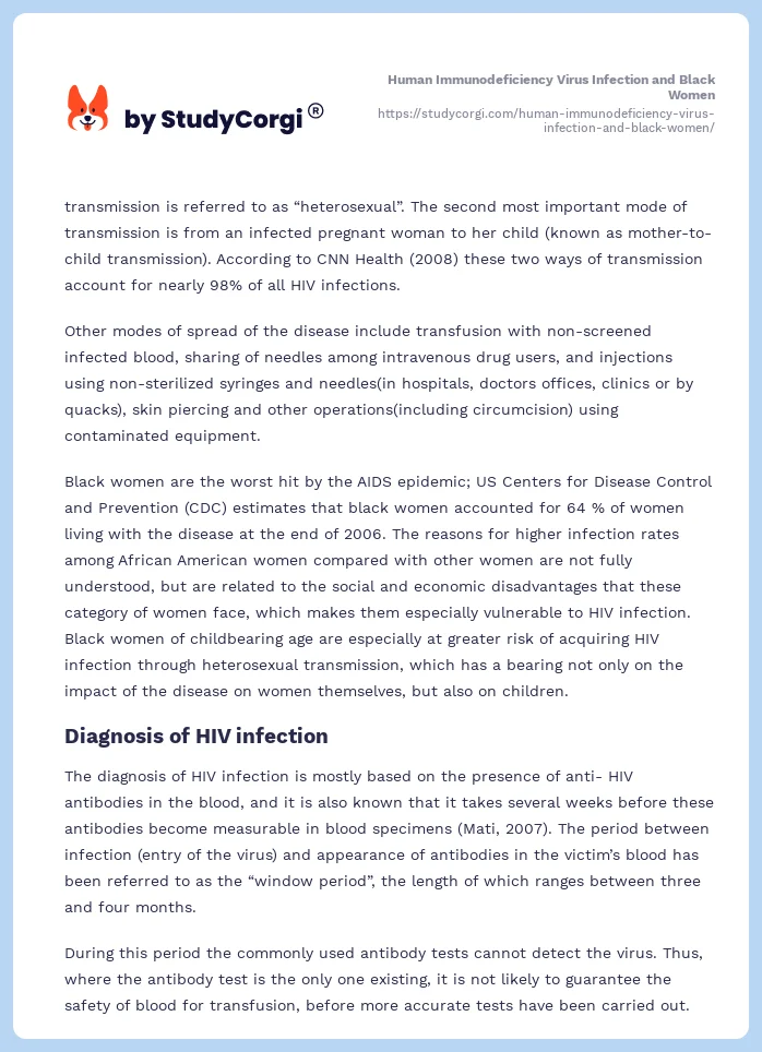 Human Immunodeficiency Virus Infection and Black Women. Page 2