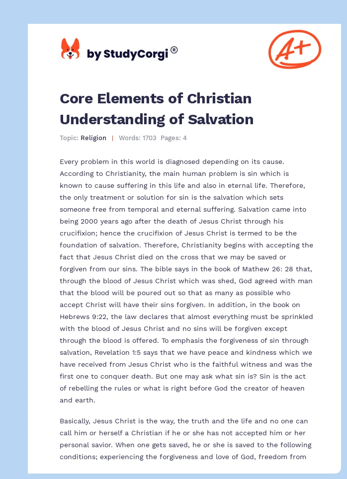 Core Elements of Christian Understanding of Salvation. Page 1