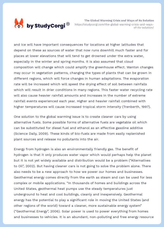 The Global Warming Crisis and Ways of its Solution. Page 2