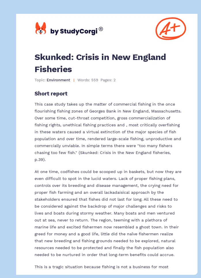 Skunked: Crisis in New England Fisheries. Page 1