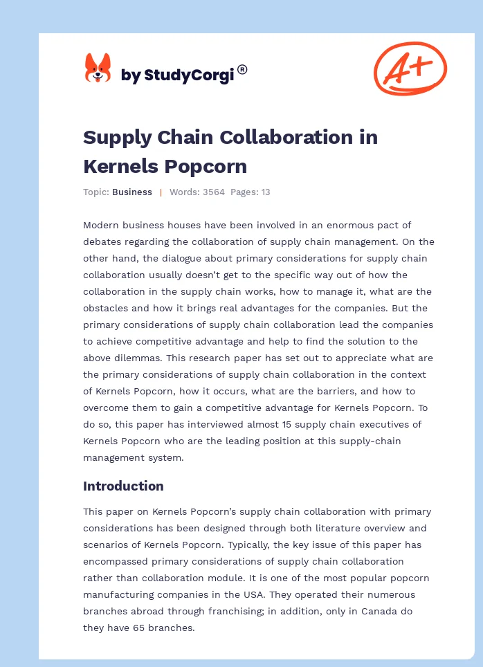 Supply Chain Collaboration in Kernels Popcorn. Page 1