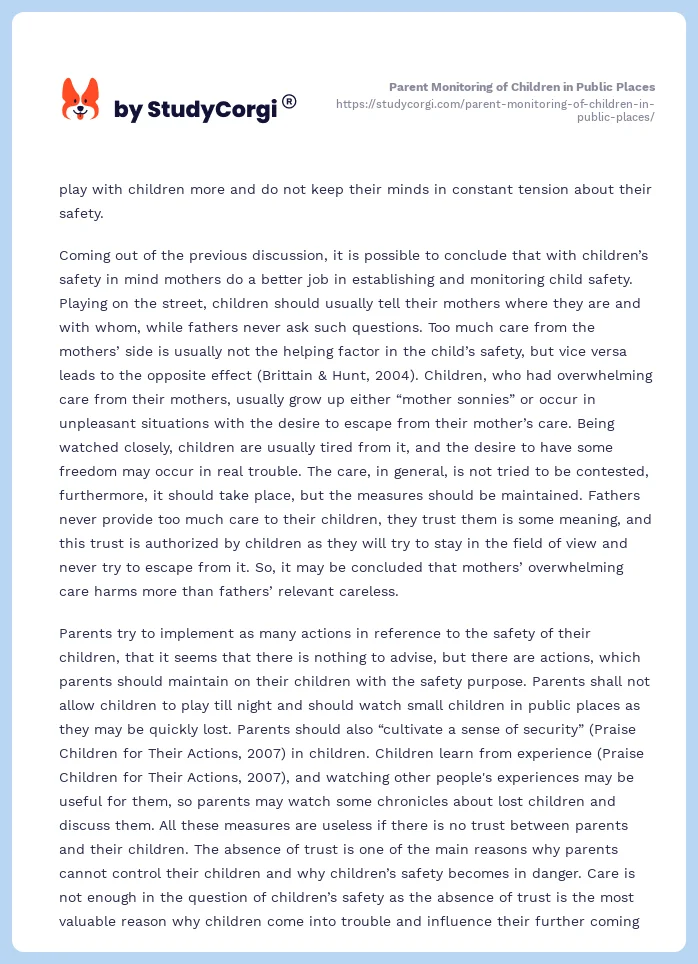 Parent Monitoring of Children in Public Places. Page 2