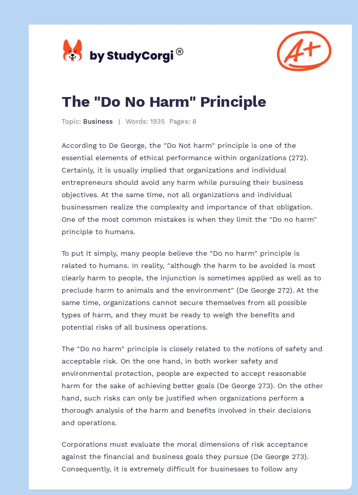 The "Do No Harm" Principle. Page 1