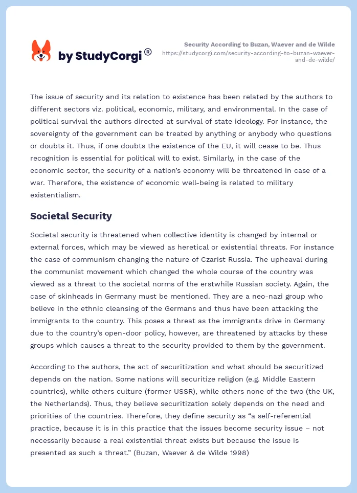 Security According to Buzan, Waever and de Wilde. Page 2