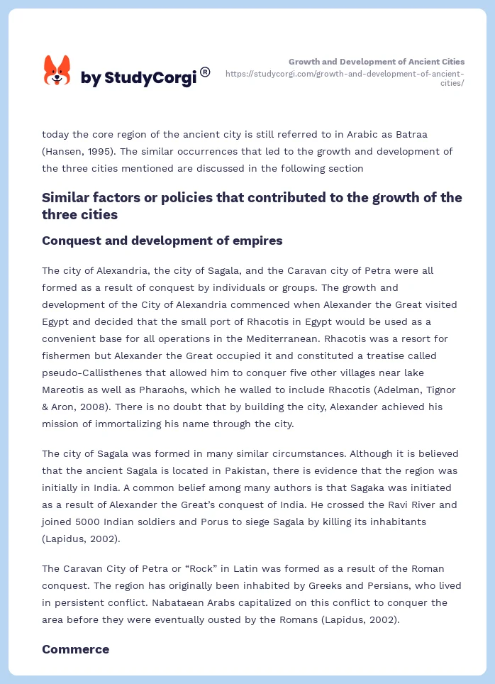 Growth and Development of Ancient Cities. Page 2