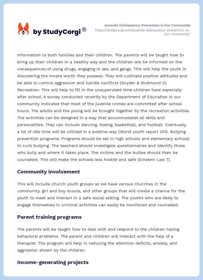 Juvenile Delinquency Prevention in Our Community. Page 2