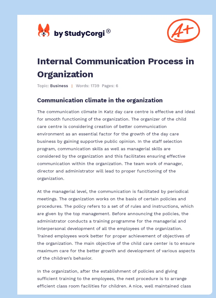 Internal Communication Process in Organization. Page 1