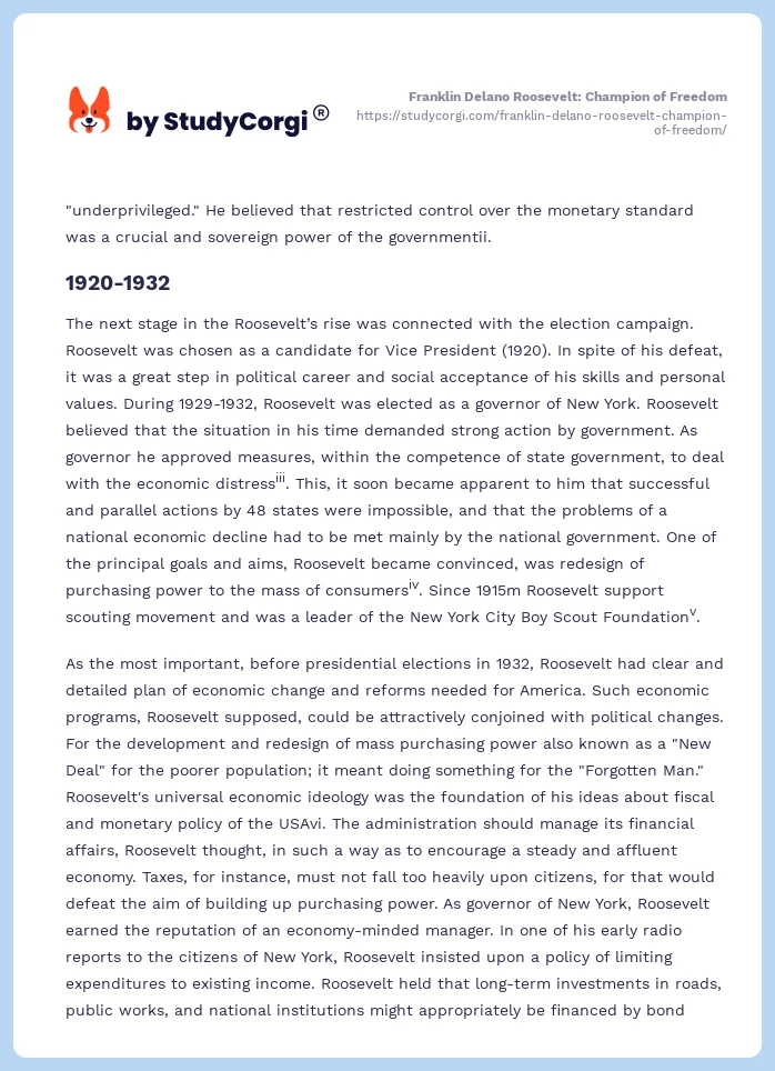 Franklin Delano Roosevelt: Champion of Freedom. Page 2