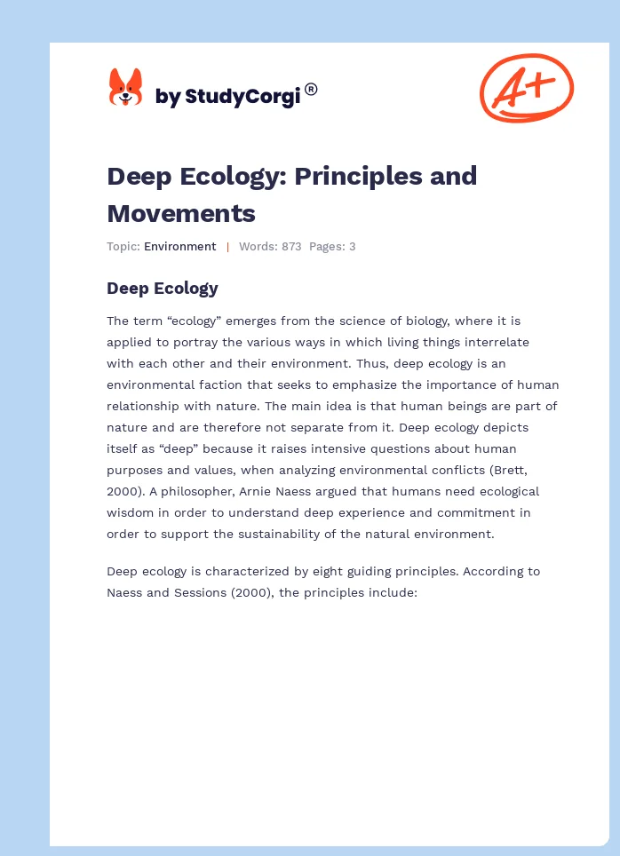 Deep Ecology: Principles and Movements. Page 1