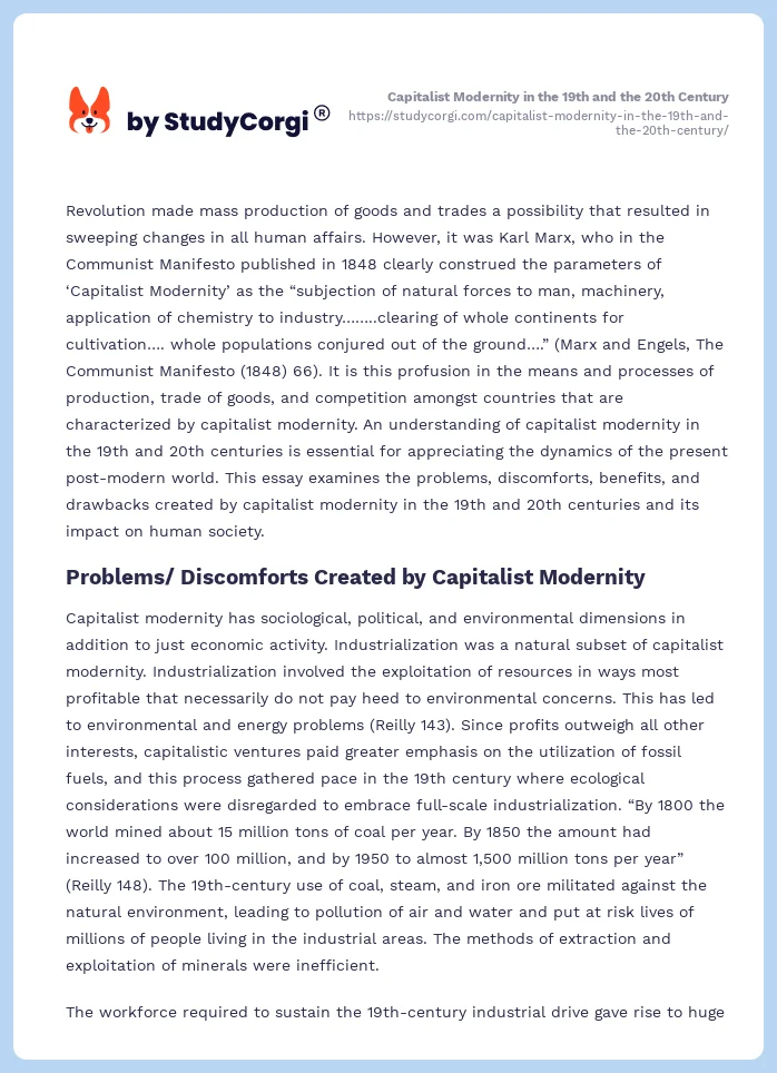 Capitalist Modernity in the 19th and the 20th Century. Page 2