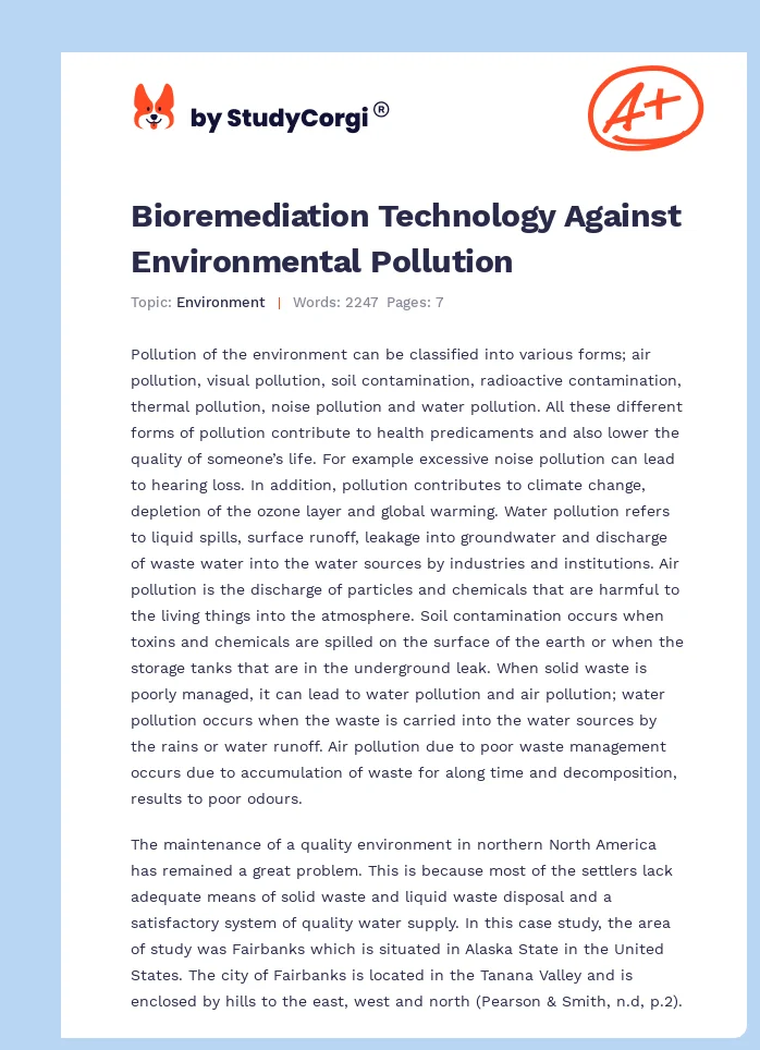 Bioremediation Technology Against Environmental Pollution. Page 1