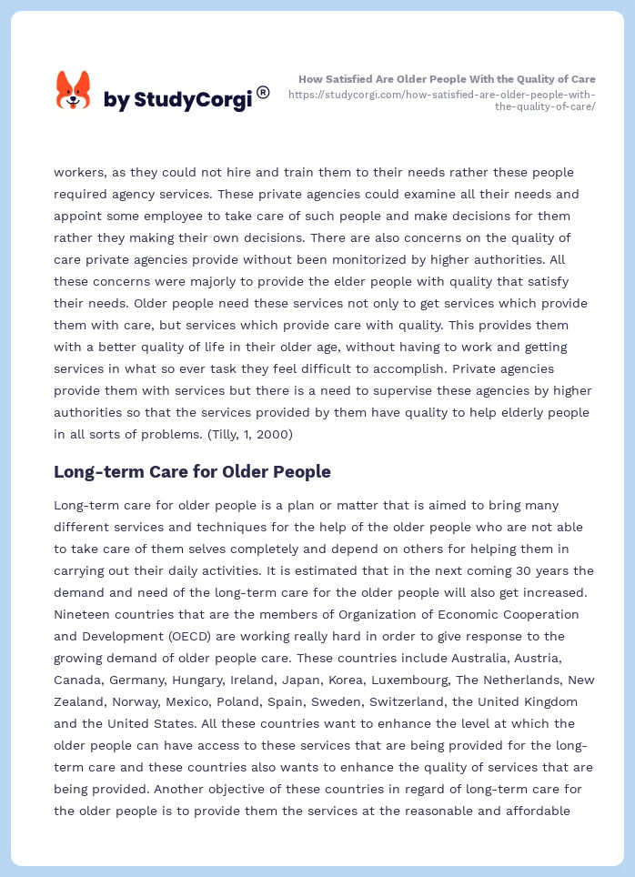 How Satisfied Are Older People With the Quality of Care. Page 2