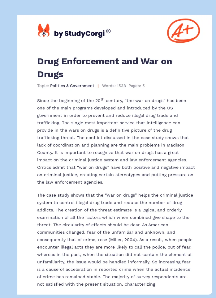 Drug Enforcement and War on Drugs. Page 1