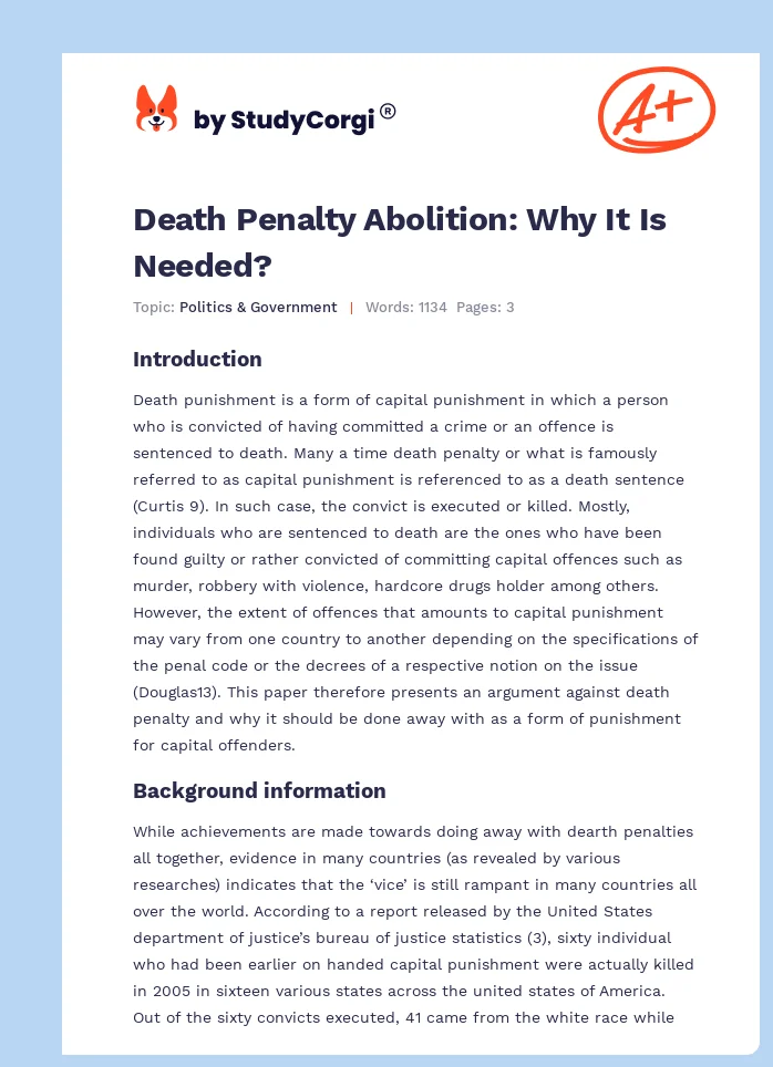 Death Penalty Abolition: Why It Is Needed?. Page 1